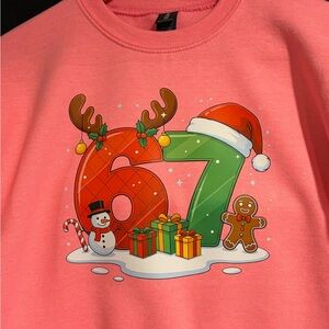 Gildan Pink Kids Sweatshirt with Festive Print